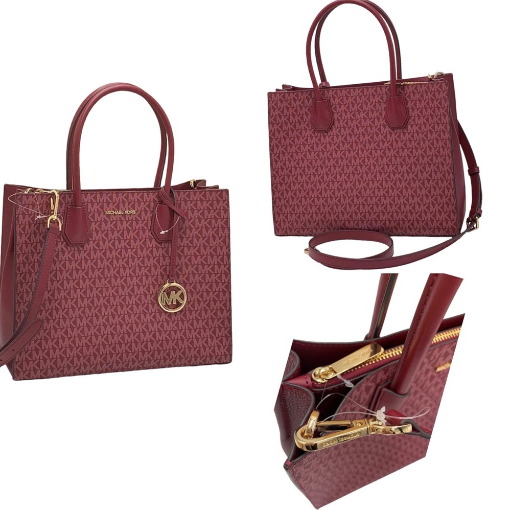 🌿🌸🌿NWT Michael Kors Mercer Large Satchel Mulberry Signature Color.